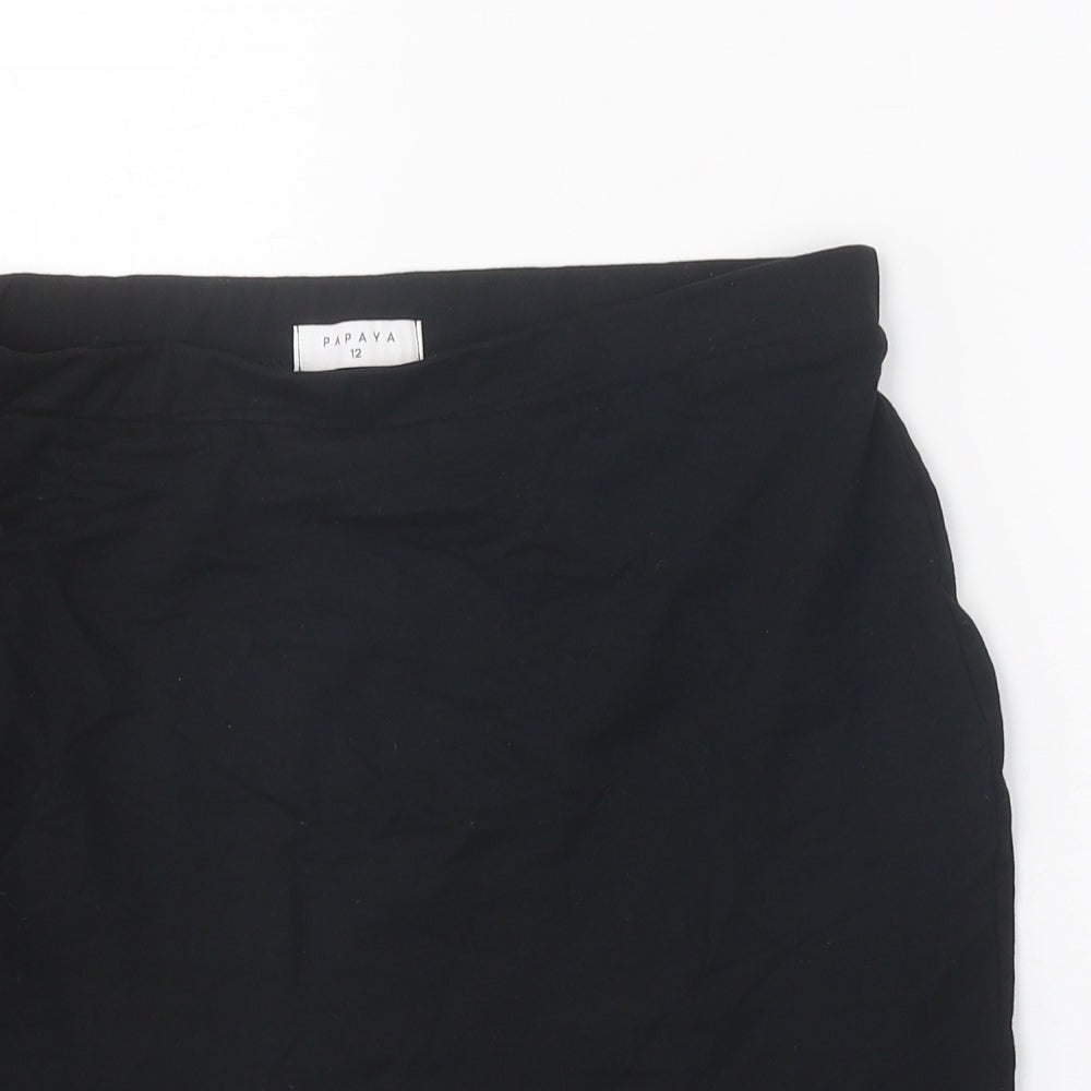 Papaya Womens Black Cotton Bandage Skirt Size 12