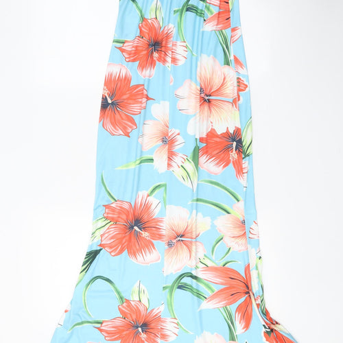 Preworn Womens Blue Floral Polyester Fit & Flare Size S Off the Shoulder Pullover
