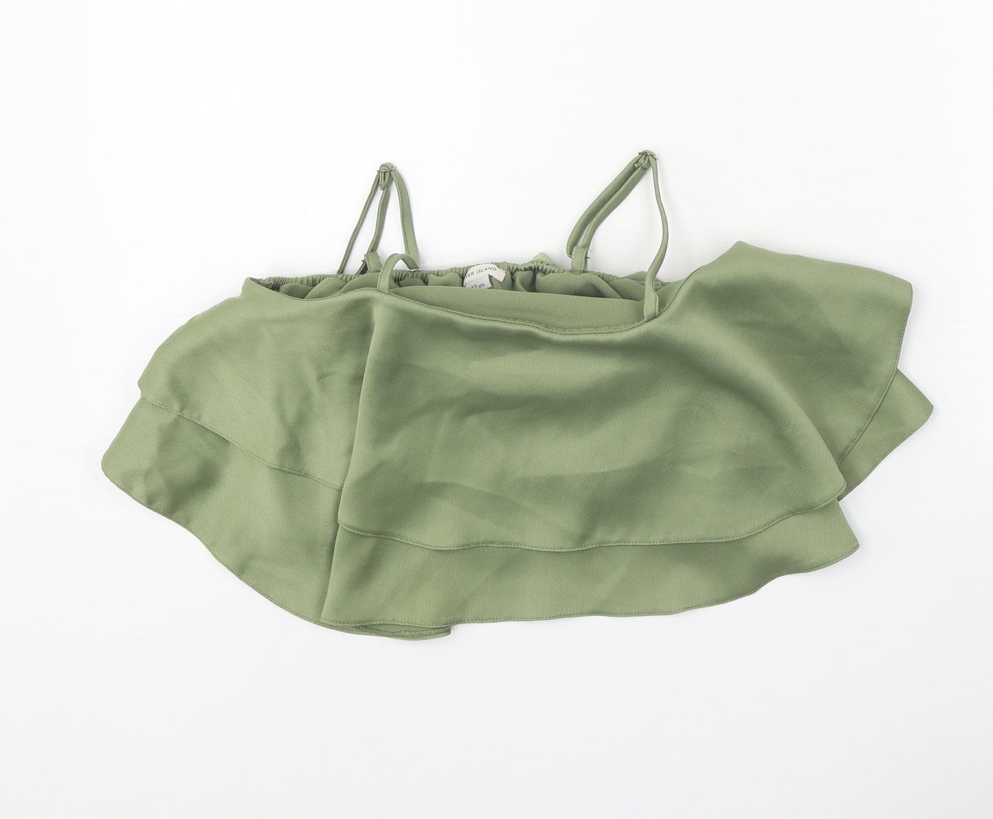 River Island Girls Green Polyester Cropped Tank Size 12 Years Square Neck Pullover