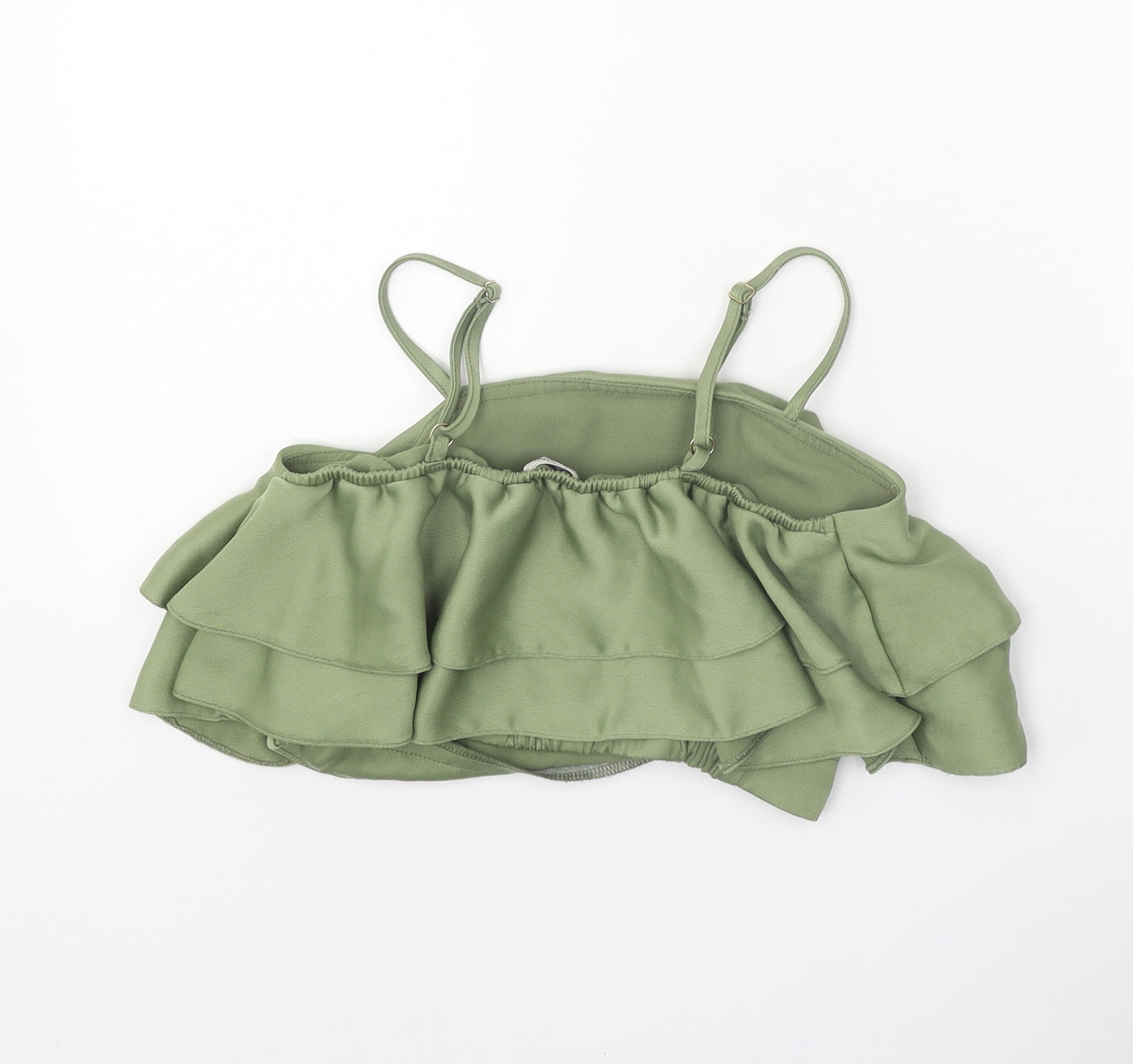 River Island Girls Green Polyester Cropped Tank Size 12 Years Square Neck Pullover