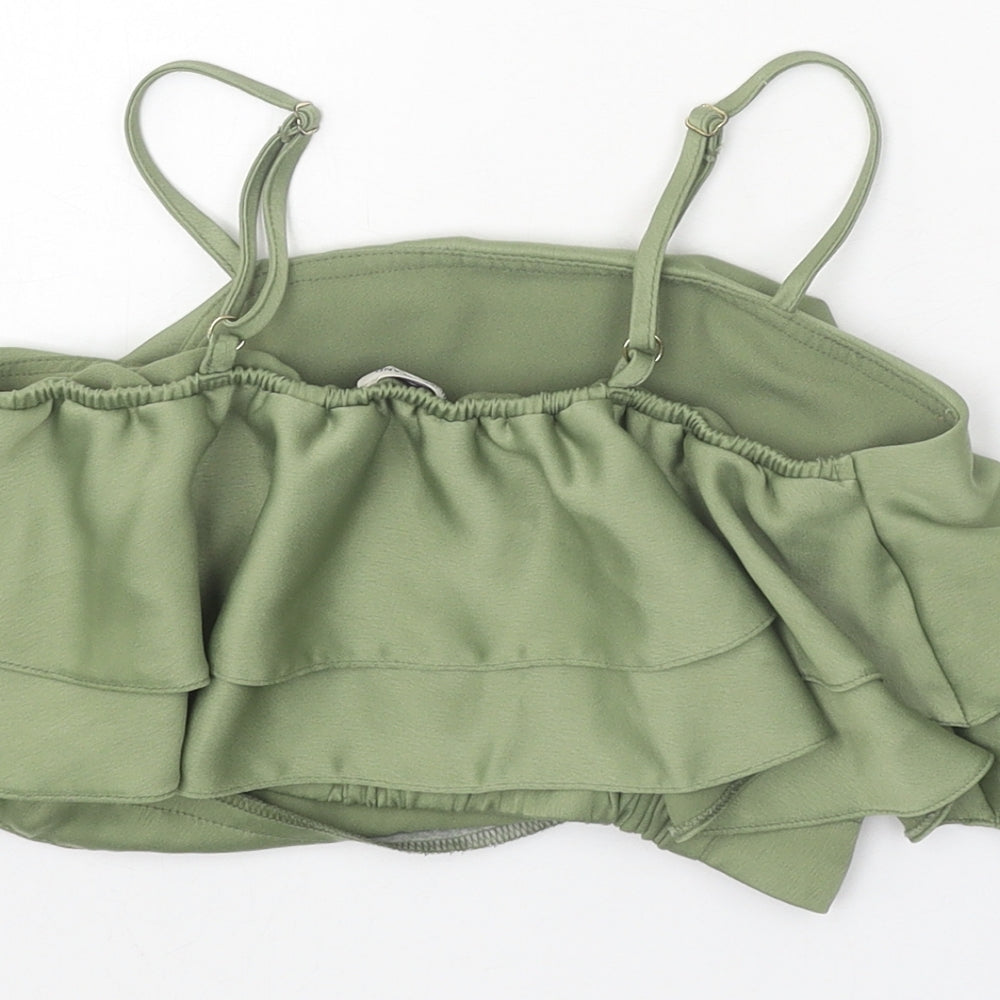 River Island Girls Green Polyester Cropped Tank Size 12 Years Square Neck Pullover