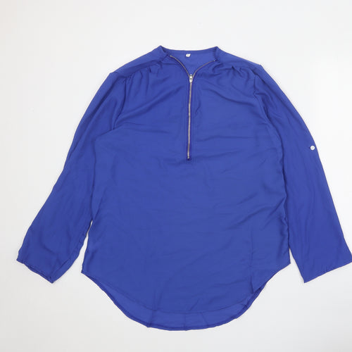 Preworn Womens Blue Polyester Basic Blouse Size XL V-Neck