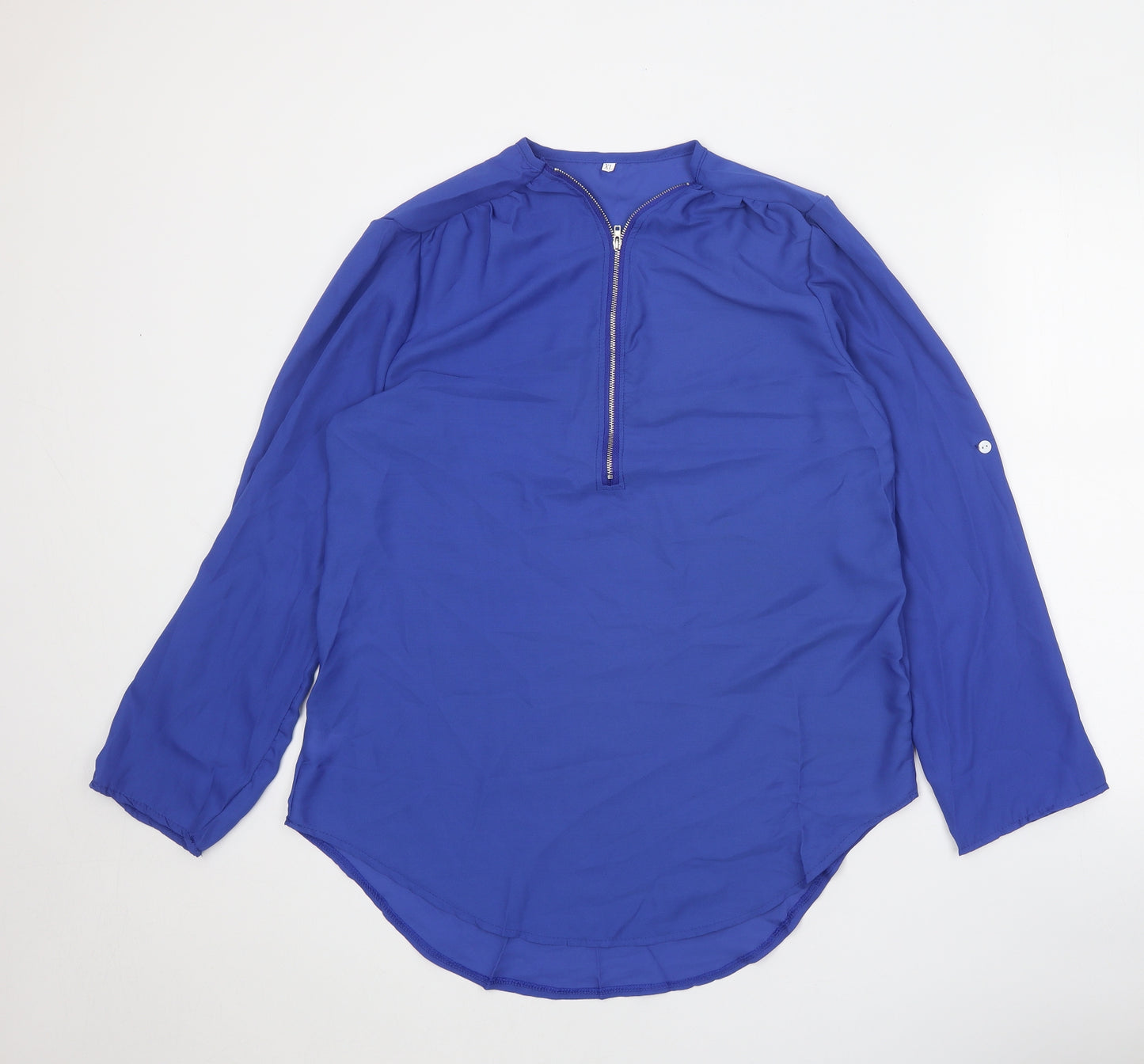Preworn Womens Blue Polyester Basic Blouse Size XL V-Neck