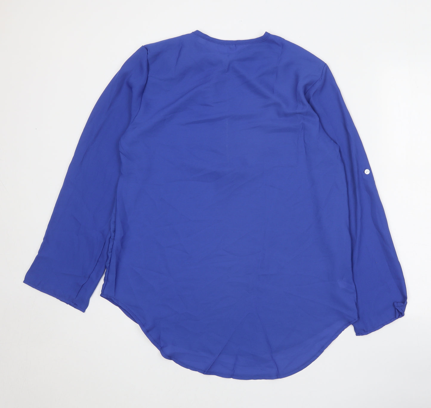 Preworn Womens Blue Polyester Basic Blouse Size XL V-Neck