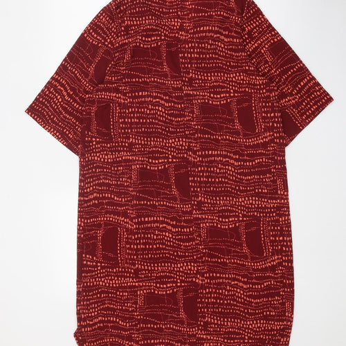 Monki Womens Red Geometric Polyester Shift Size S Collared Button