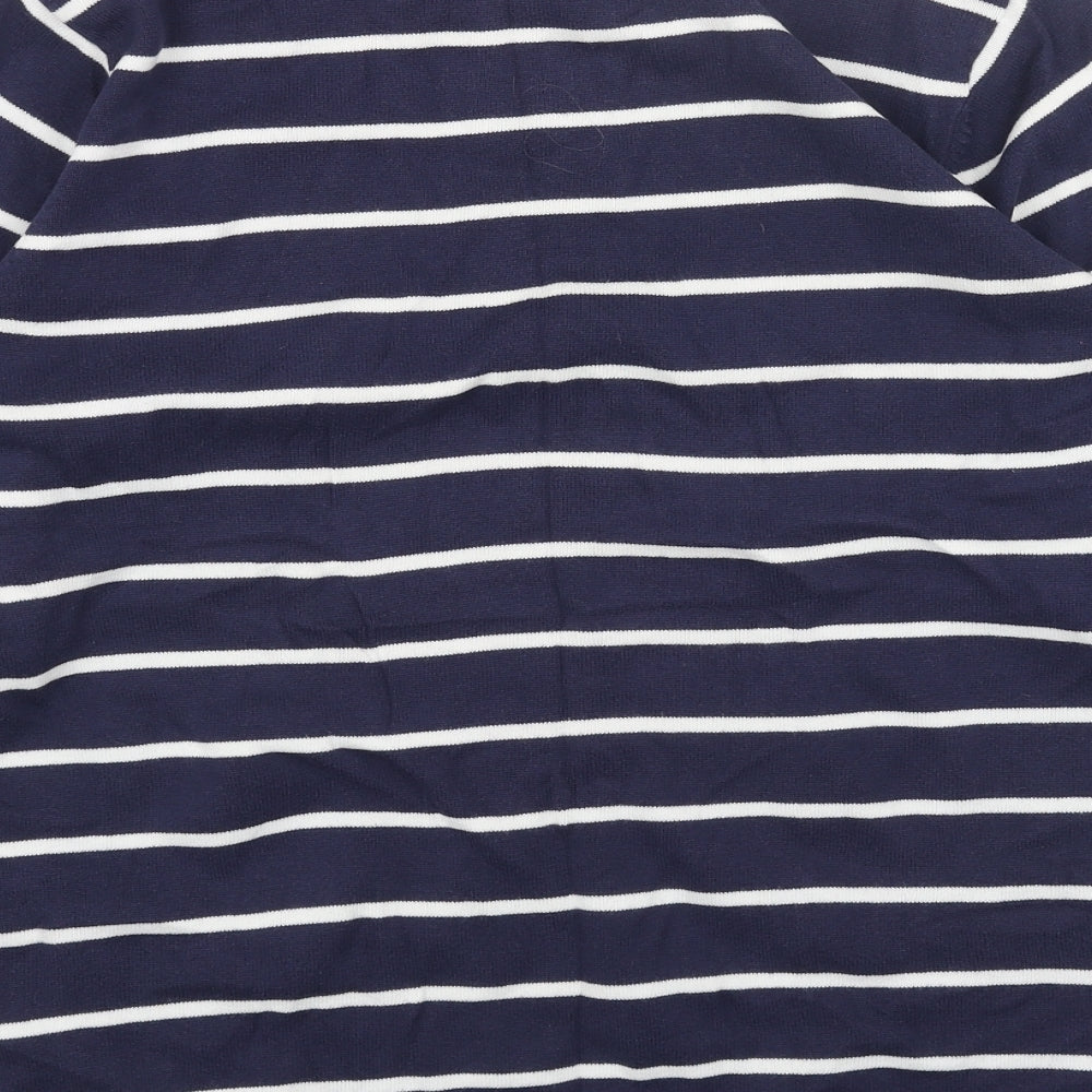 Jeanne Pierre Womens Blue Boat Neck Striped Acrylic Pullover Jumper Size L
