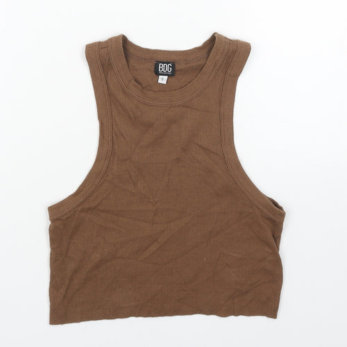 BDG Womens Brown Cotton Cropped Tank Size S Round Neck