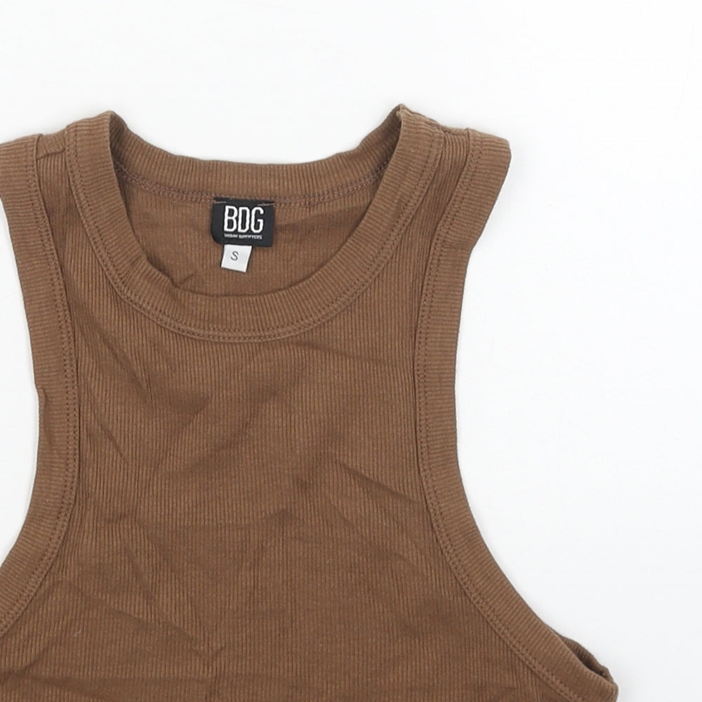 BDG Womens Brown Cotton Cropped Tank Size S Round Neck
