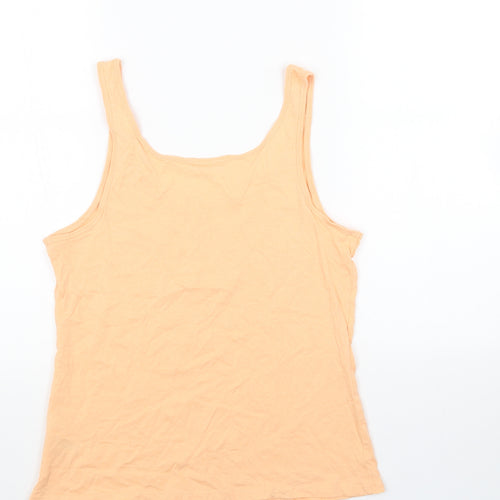 PEP&CO Womens Orange Cotton Basic Tank Size M Scoop Neck