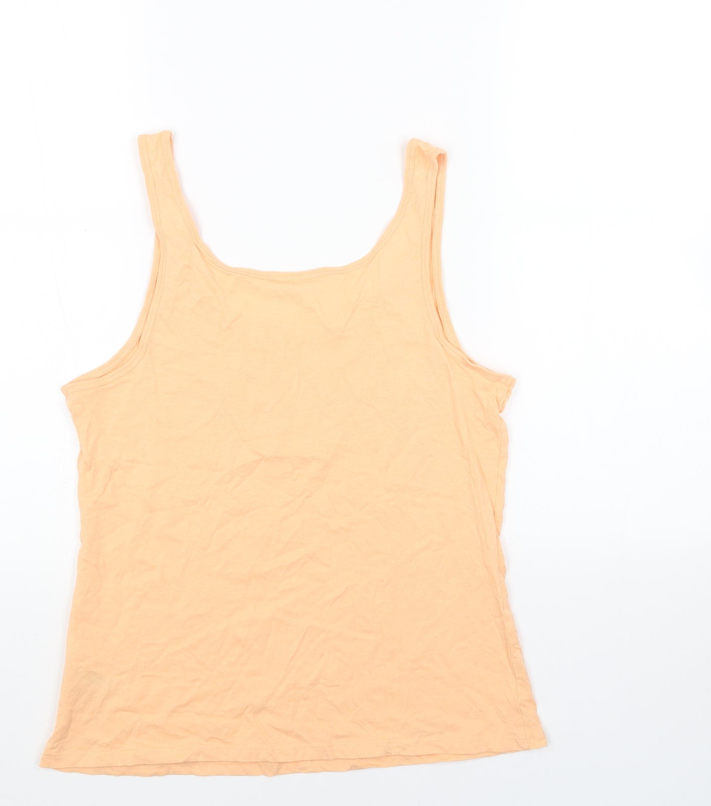 PEP&CO Womens Orange Cotton Basic Tank Size M Scoop Neck
