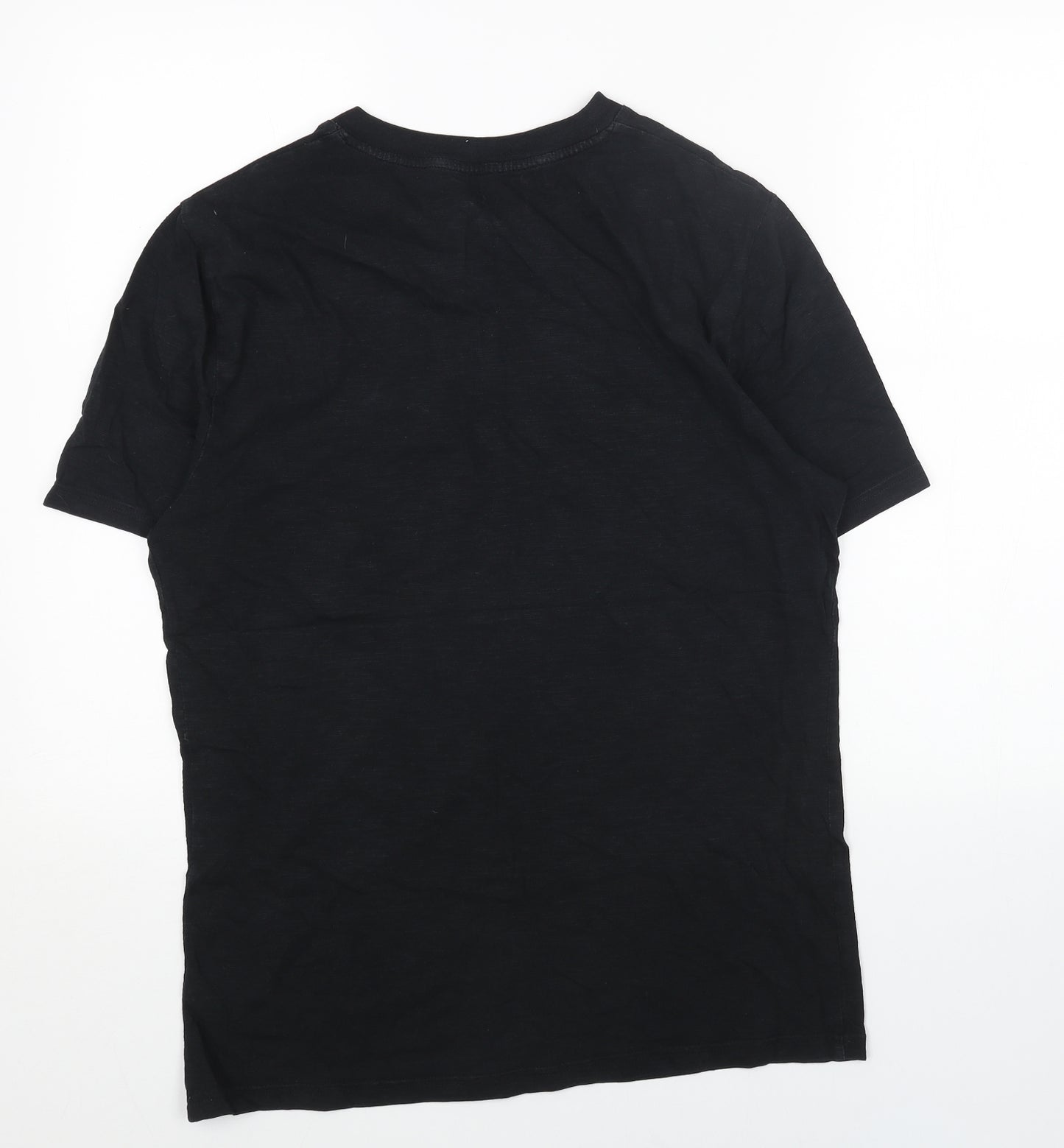 Marks and Spencer Mens Black Cotton T-Shirt Size S Round Neck