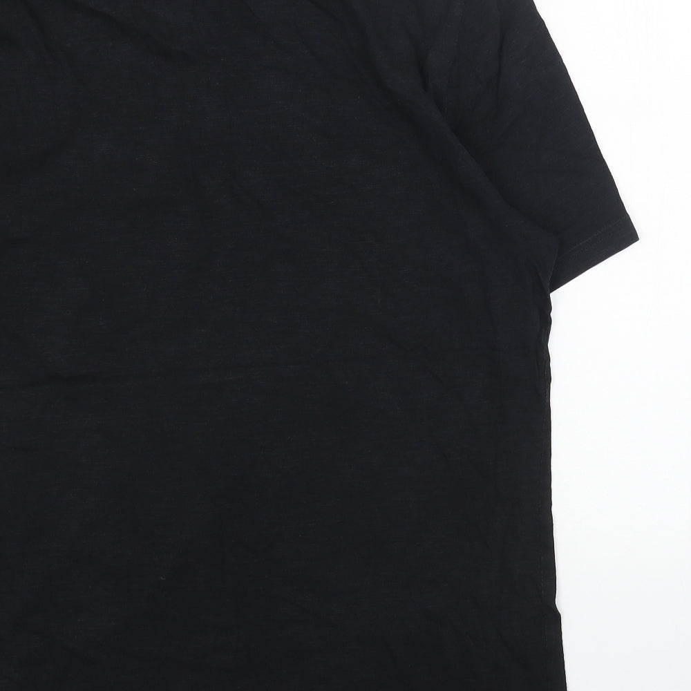 Marks and Spencer Mens Black Cotton T-Shirt Size S Round Neck