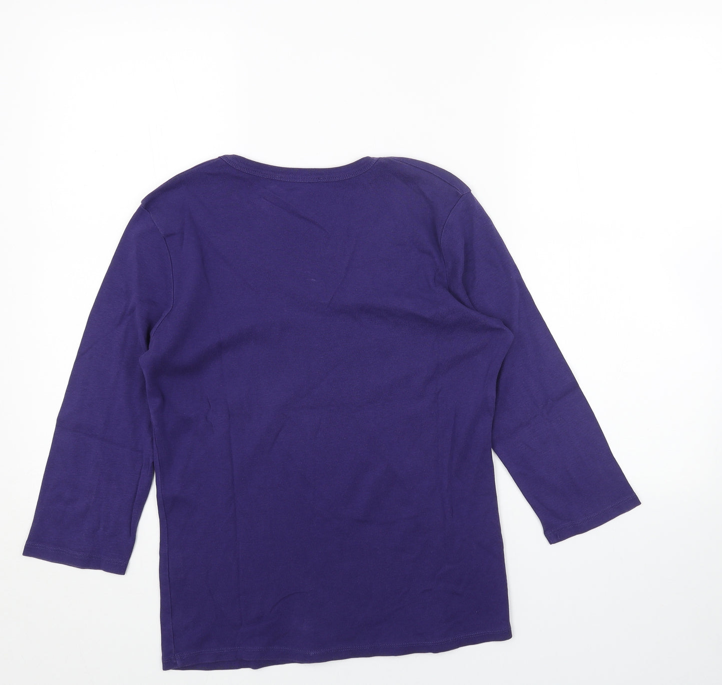 Marks and Spencer Womens Purple Cotton Basic T-Shirt Size 16 V-Neck