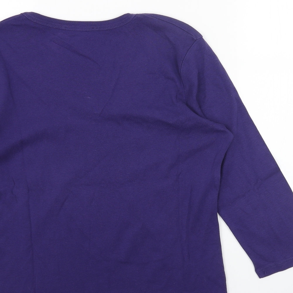 Marks and Spencer Womens Purple Cotton Basic T-Shirt Size 16 V-Neck