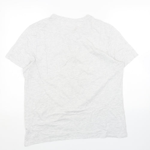 F&F Girls Grey Cotton Basic T-Shirt Size L V-Neck Button