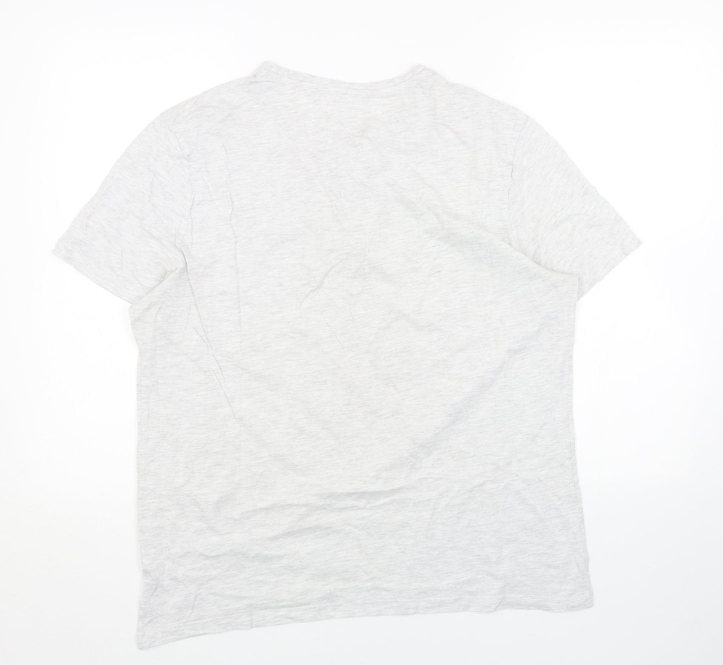 F&F Girls Grey Cotton Basic T-Shirt Size L V-Neck Button