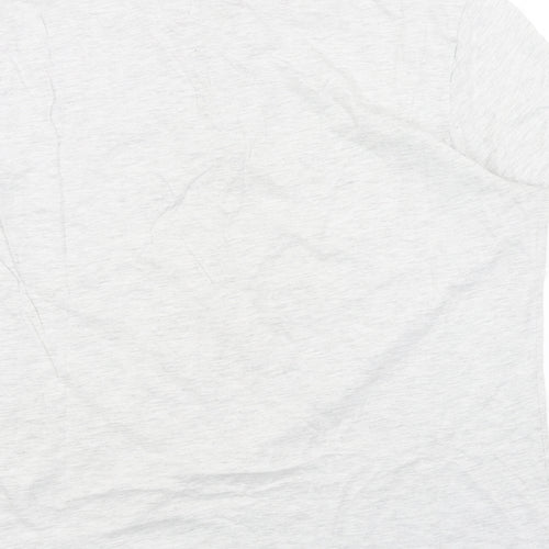 F&F Girls Grey Cotton Basic T-Shirt Size L V-Neck Button