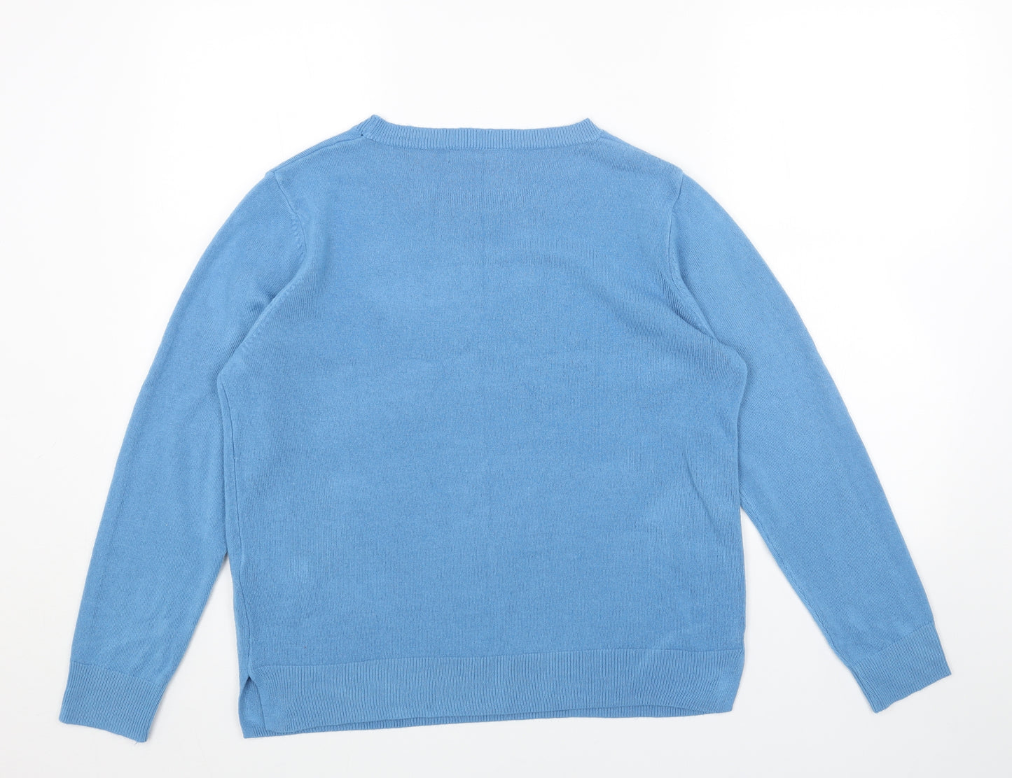 Marks and Spencer Womens Blue Round Neck Acrylic Pullover Jumper Size 16