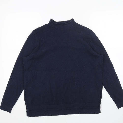 Marks and Spencer Womens Blue Mock Neck Acrylic Pullover Jumper Size 14