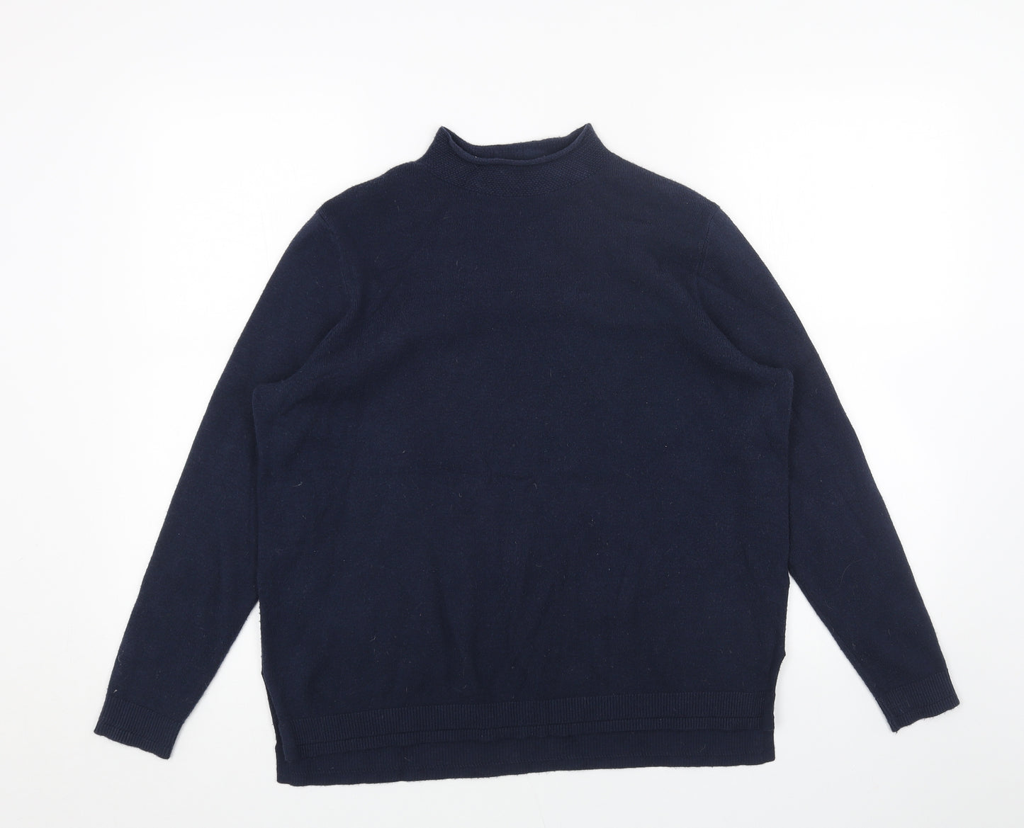 Marks and Spencer Womens Blue Mock Neck Acrylic Pullover Jumper Size 14