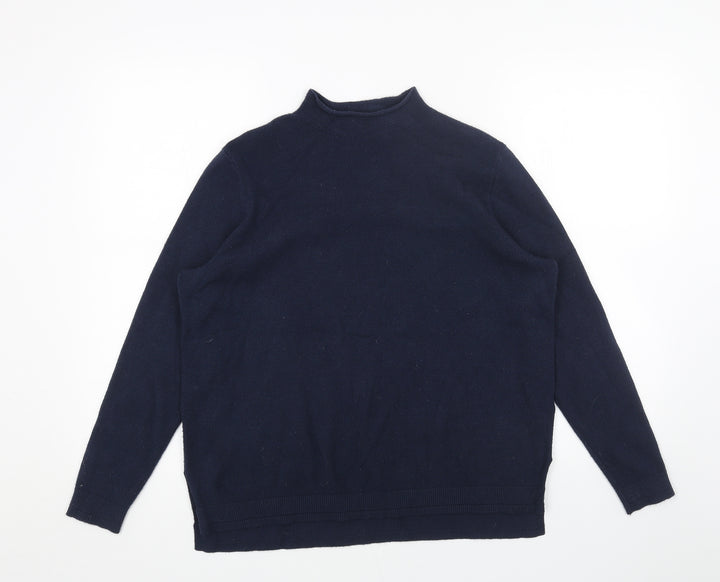 Marks and Spencer Womens Blue Mock Neck Acrylic Pullover Jumper Size 14