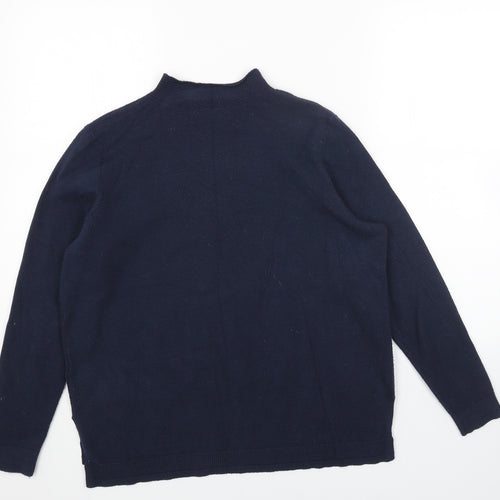 Marks and Spencer Womens Blue Mock Neck Acrylic Pullover Jumper Size 14