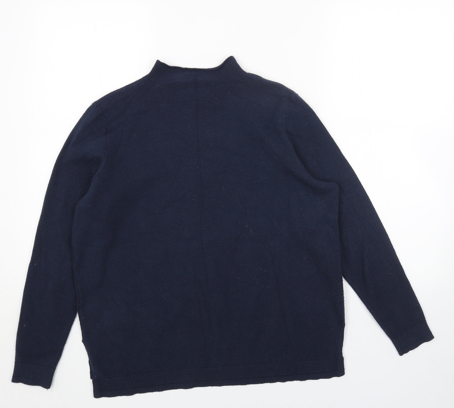 Marks and Spencer Womens Blue Mock Neck Acrylic Pullover Jumper Size 14
