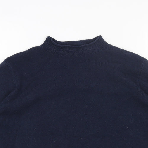 Marks and Spencer Womens Blue Mock Neck Acrylic Pullover Jumper Size 14