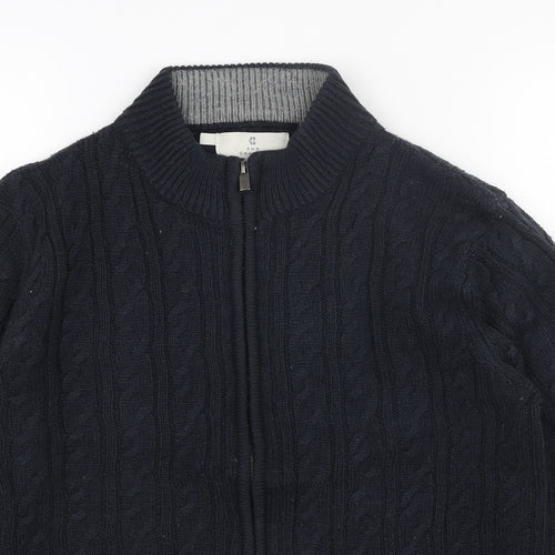 2ND CHAPTER Mens Blue High Neck Acrylic Full Zip Jumper Size S Long Sleeve