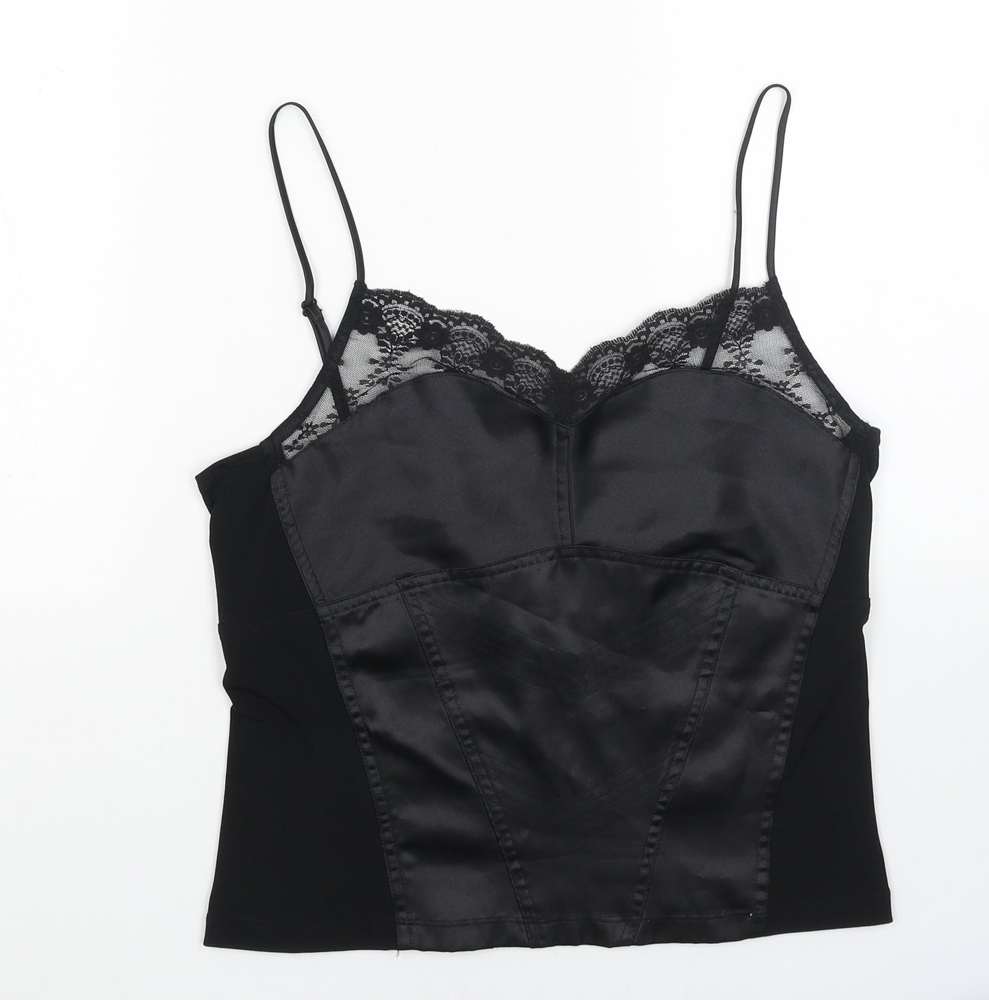 NEXT Womens Black Polyester Camisole Tank Size 14 V-Neck - Lace Detail