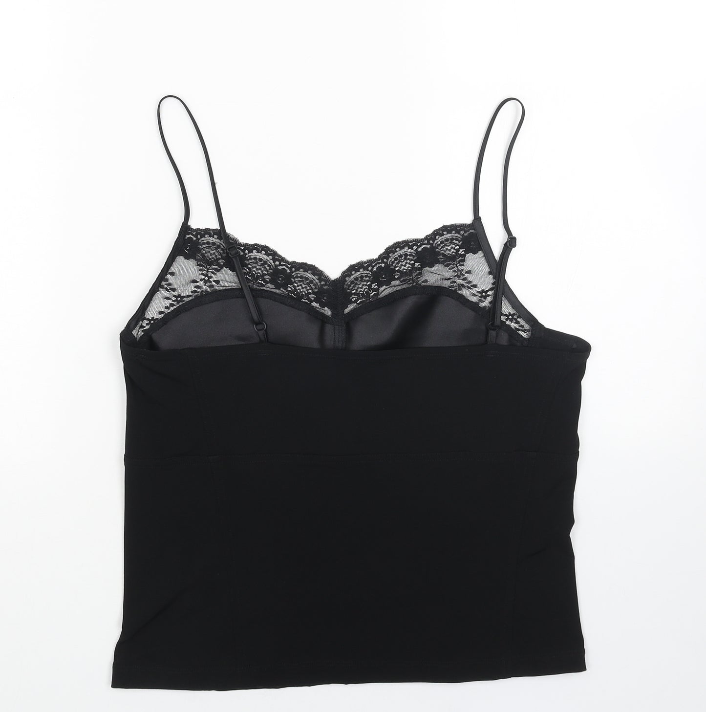 NEXT Womens Black Polyester Camisole Tank Size 14 V-Neck - Lace Detail
