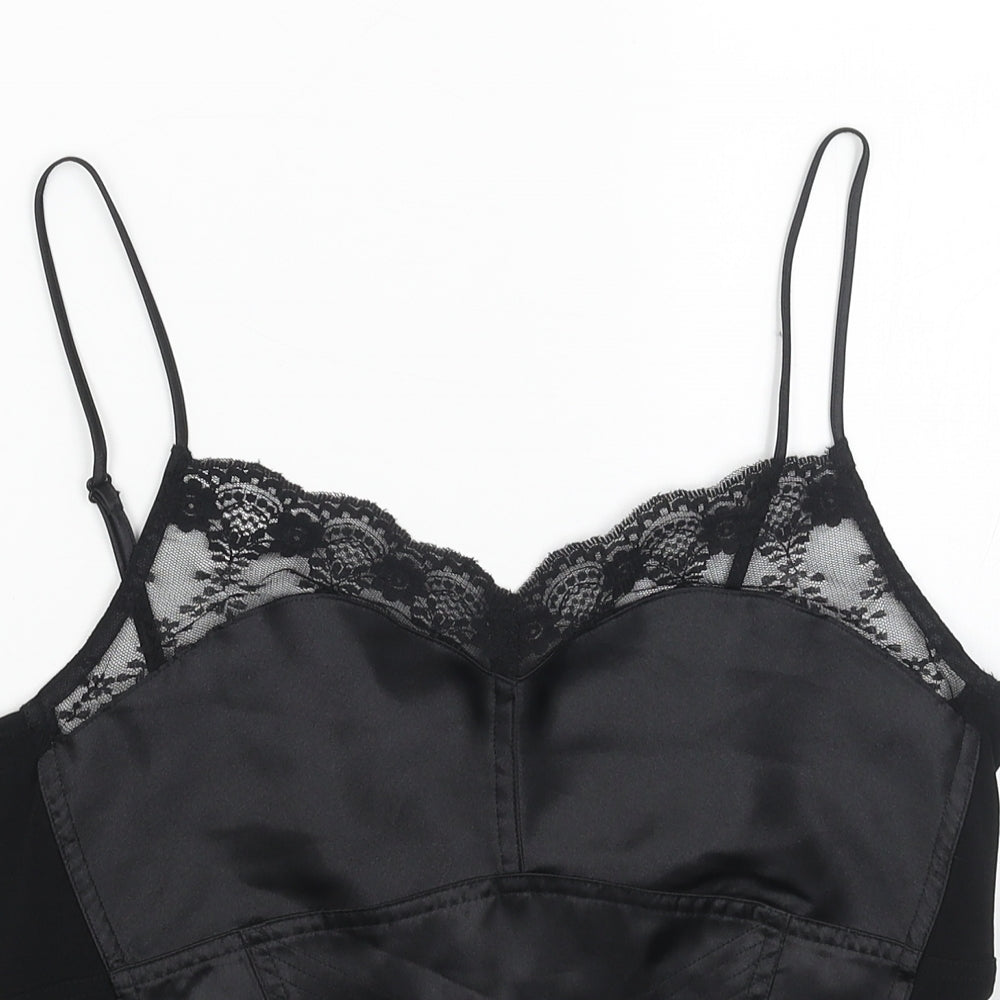 NEXT Womens Black Polyester Camisole Tank Size 14 V-Neck - Lace Detail