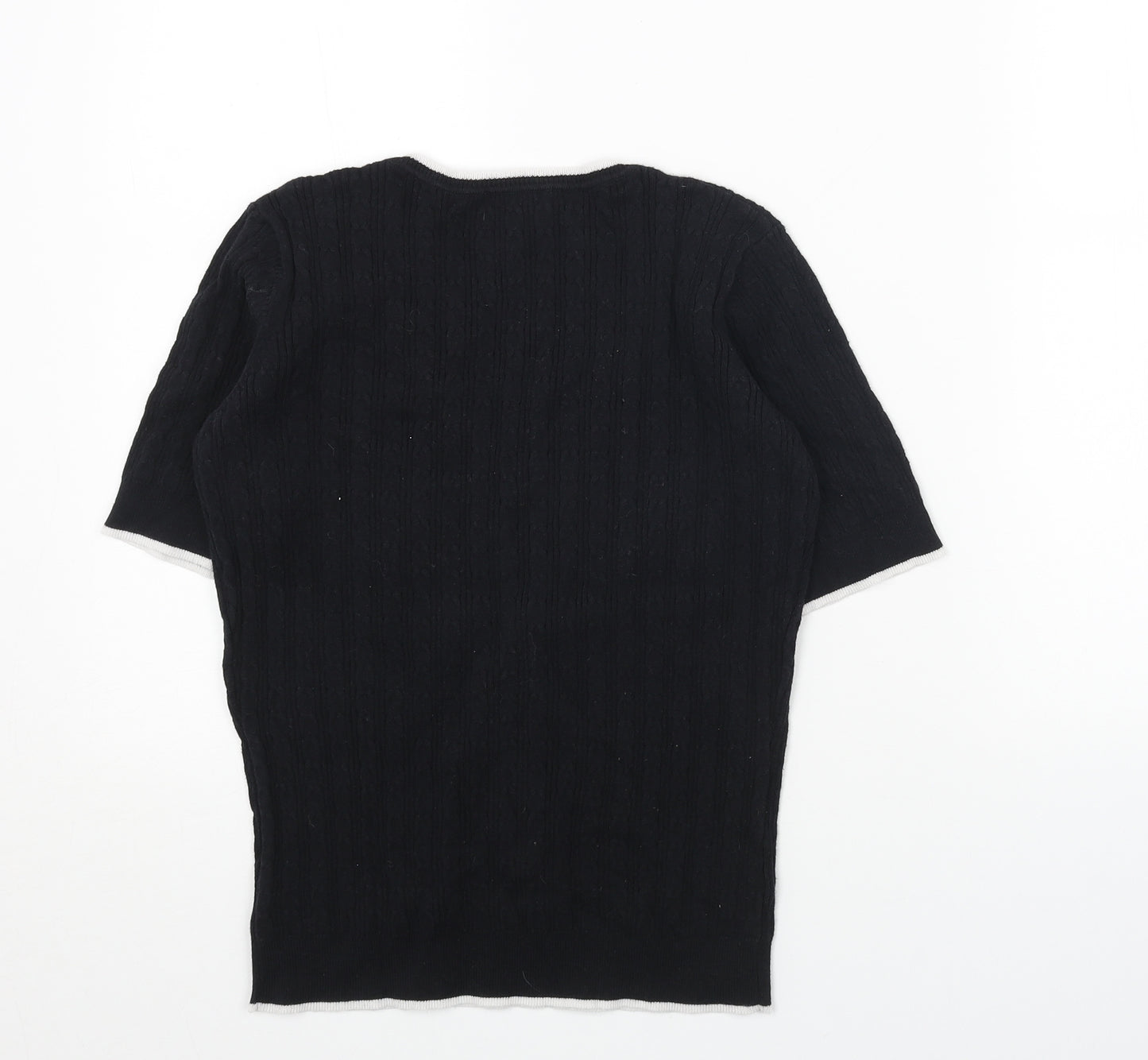 CC Womens Black V-Neck Cotton Pullover Jumper Size S