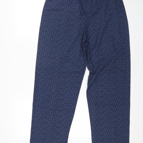 Marks and Spencer Womens Blue Geometric Polyester Trousers Size S L29 in Regular Button