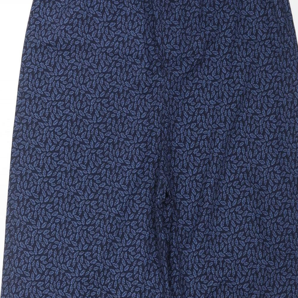 Marks and Spencer Womens Blue Geometric Polyester Trousers Size S L29 in Regular Button