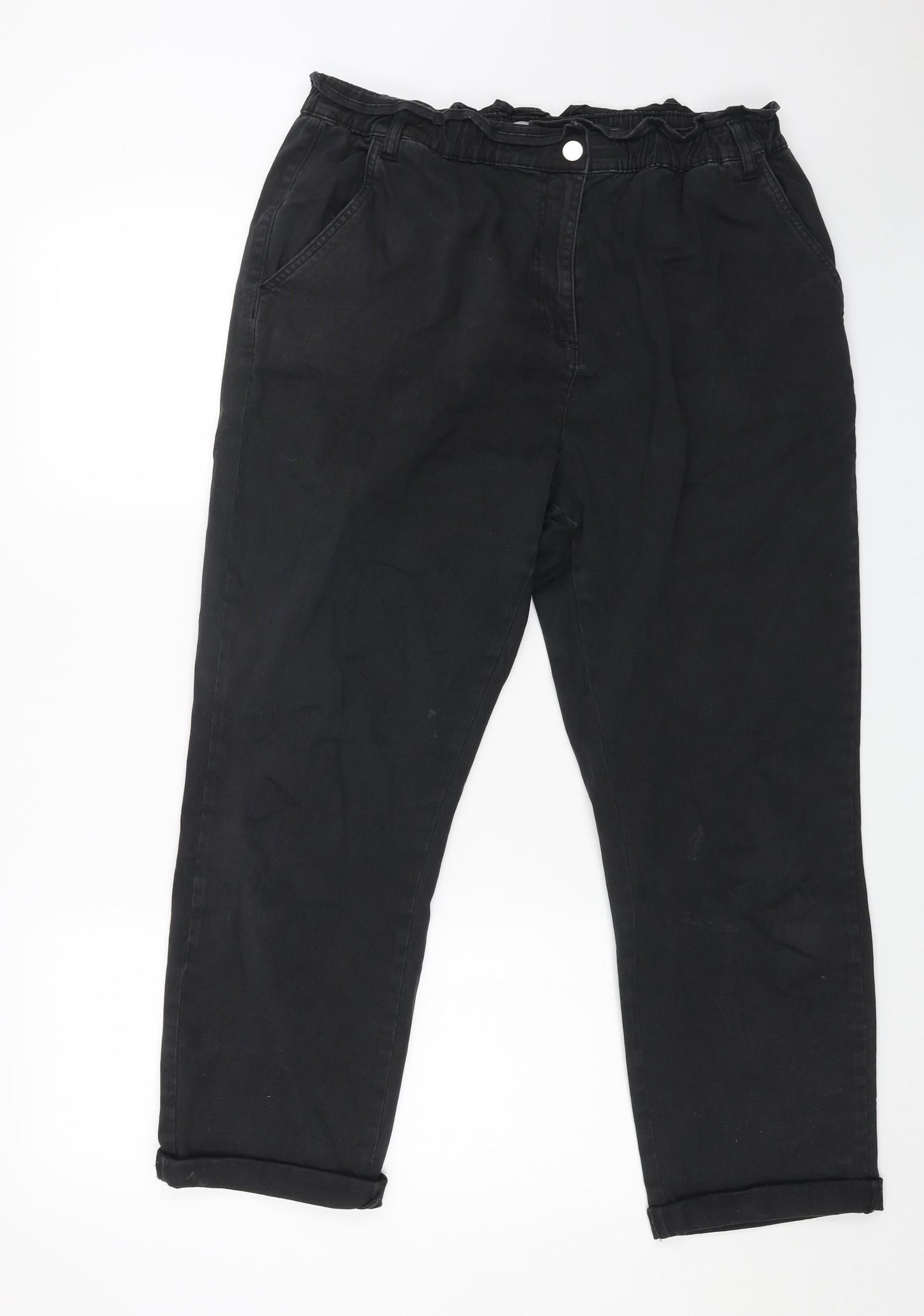 Papaya Womens Black Cotton Mom Jeans Size 16 L26 in Regular Button