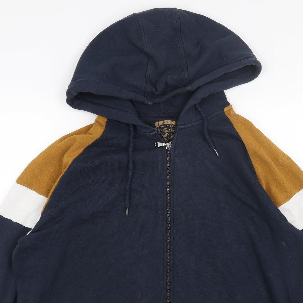 Red Herring Womens Blue Colourblock Cotton Full Zip Hoodie Size L Zip
