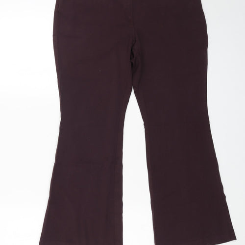 Marks and Spencer Womens Purple Polyester Trousers Size 12 L26 in Regular Zip