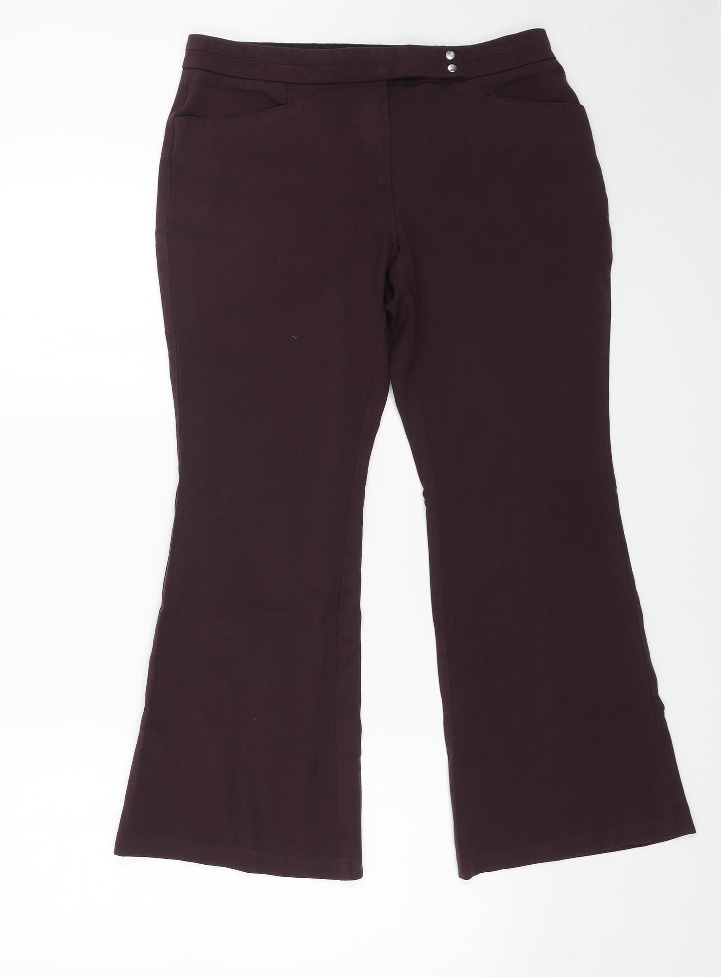 Marks and Spencer Womens Purple Polyester Trousers Size 12 L26 in Regular Zip