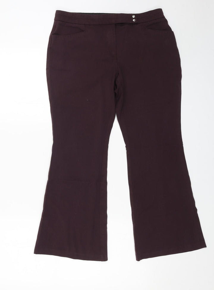 Marks and Spencer Womens Purple Polyester Trousers Size 12 L26 in Regular Zip