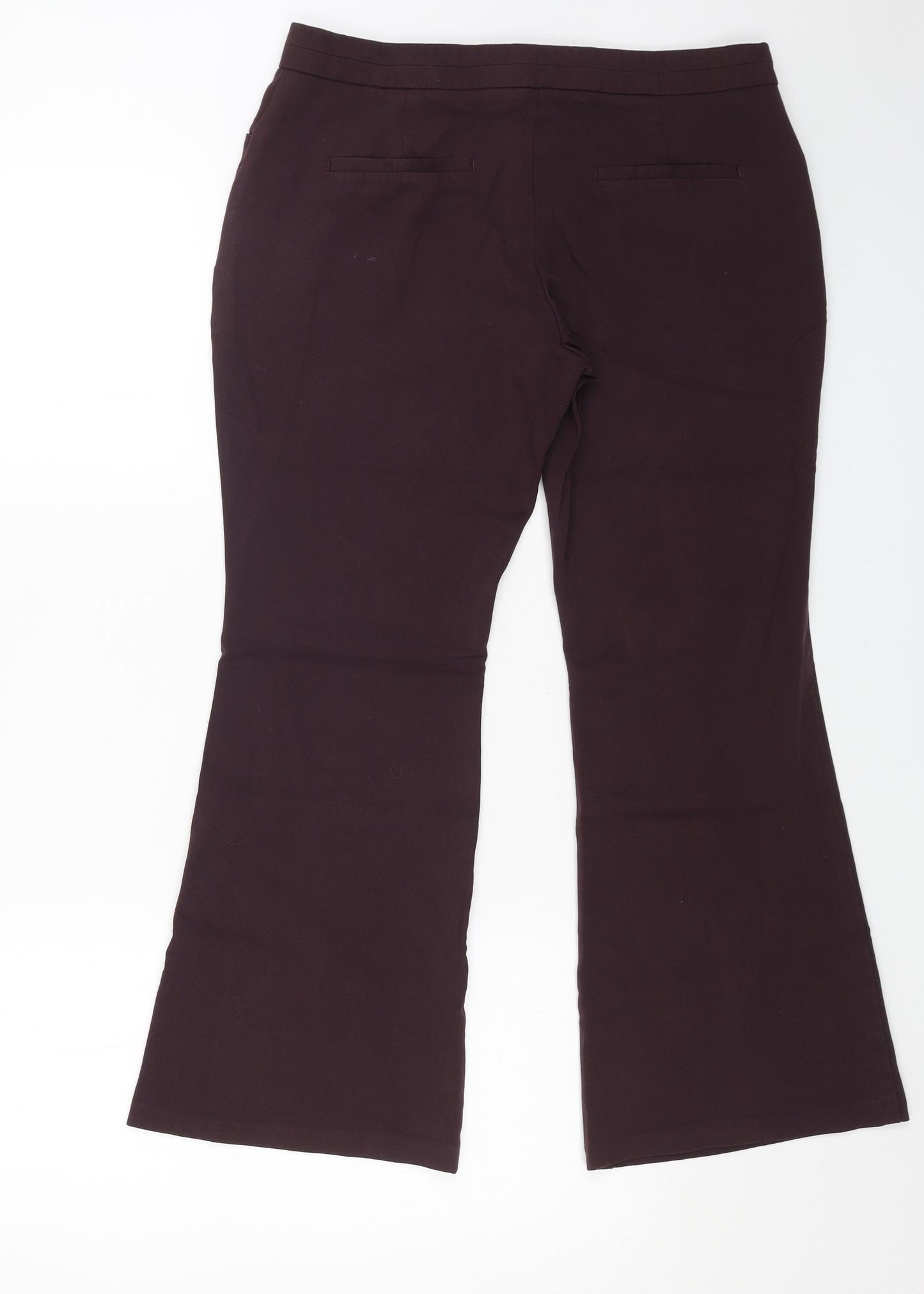Marks and Spencer Womens Purple Polyester Trousers Size 12 L26 in Regular Zip