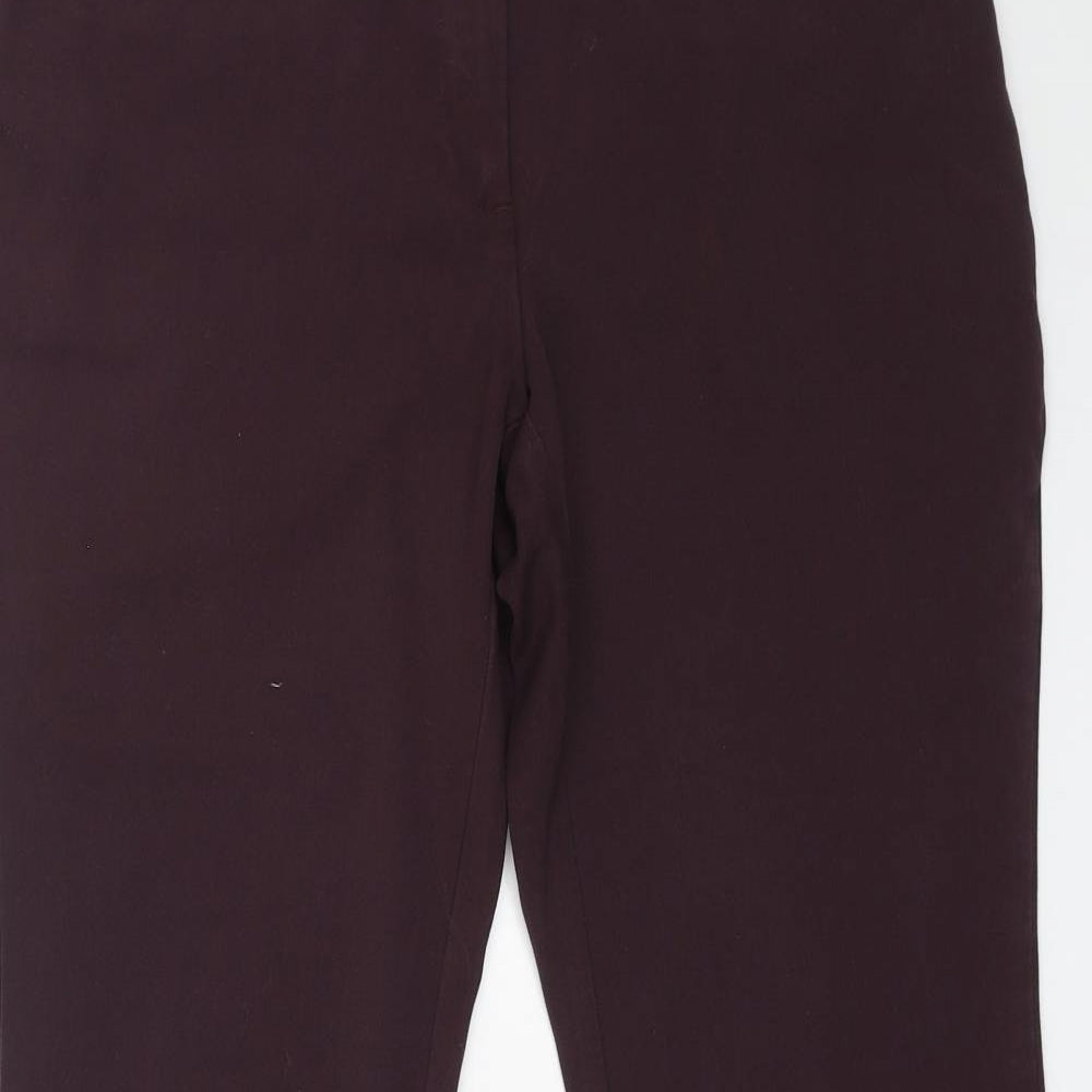 Marks and Spencer Womens Purple Polyester Trousers Size 12 L26 in Regular Zip