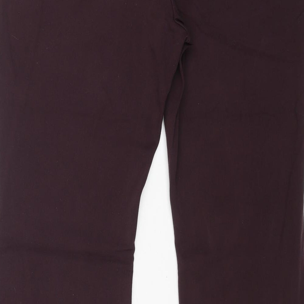 Marks and Spencer Womens Purple Polyester Trousers Size 12 L26 in Regular Zip