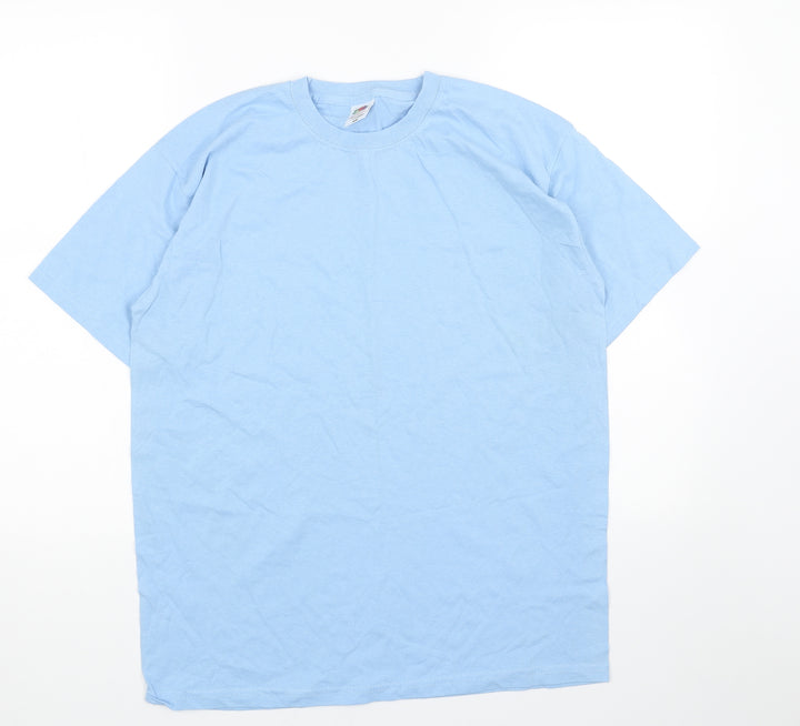 Fruit of the Loom Womens Blue Cotton Basic T-Shirt Size M Round Neck