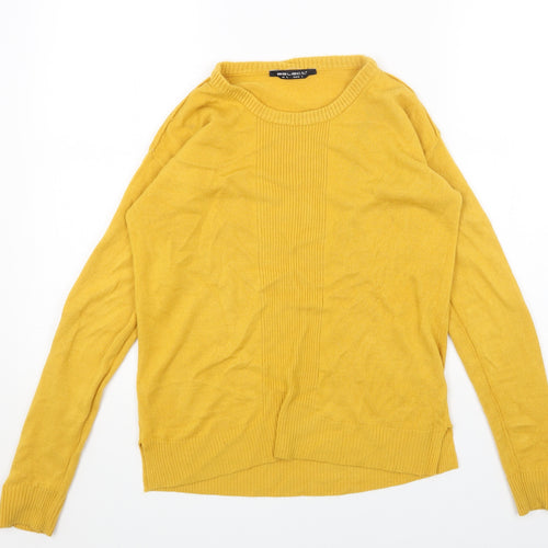 Select Womens Yellow Scoop Neck Acrylic Pullover Jumper Size L
