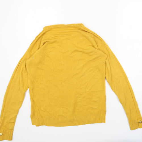Select Womens Yellow Scoop Neck Acrylic Pullover Jumper Size L