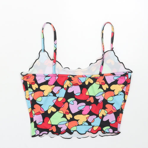 SheIn Womens Multicoloured Geometric Polyester Cropped Tank Size S Scoop Neck - Heart Pattern