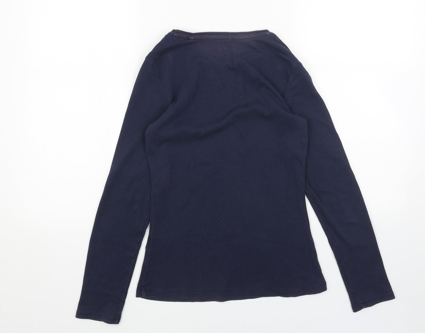 Marks and Spencer Womens Blue Cotton Basic T-Shirt Size 10 Round Neck