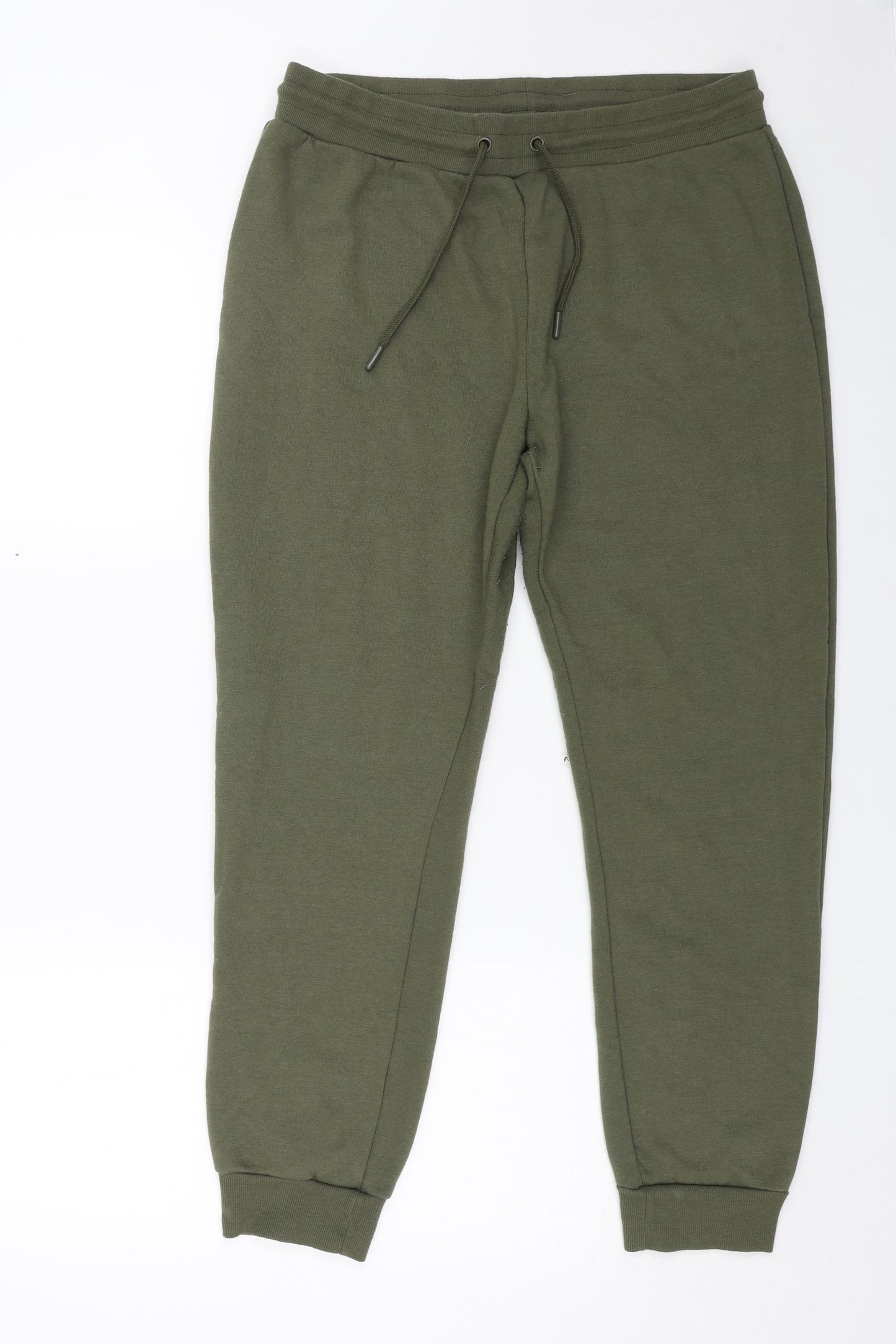 Primark Womens Green Cotton Jogger Trousers Size L L27 in Regular Drawstring