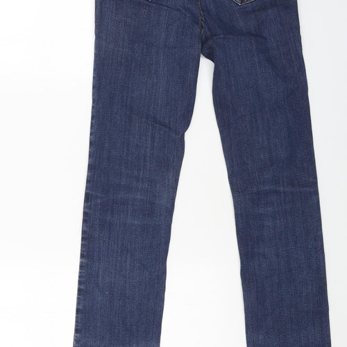 Marks and Spencer Womens Blue Cotton Straight Jeans Size 8 L28 in Regular Button
